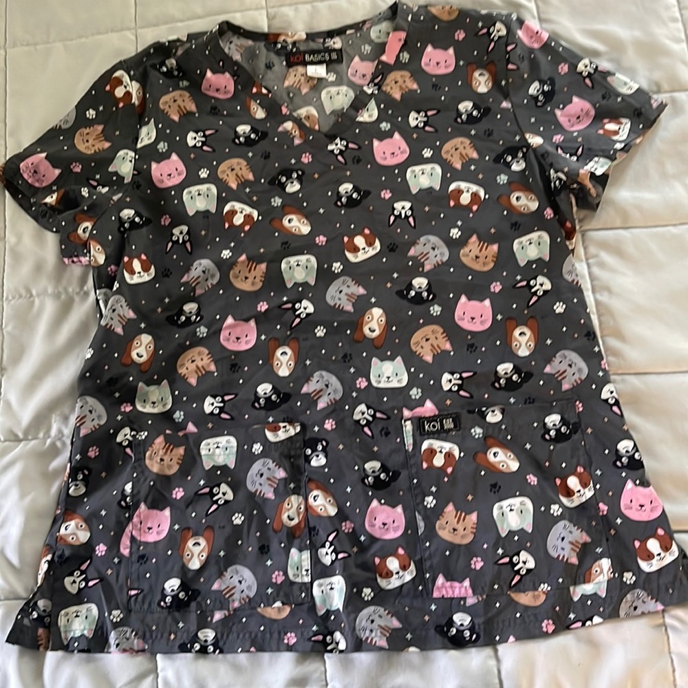 Animal printed scrub top